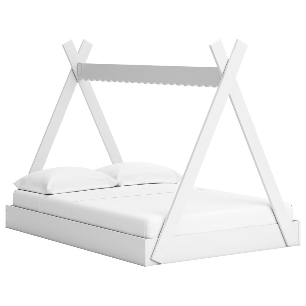 Ashley Hallityn Full Tent Floor Bed in Matte White, , large