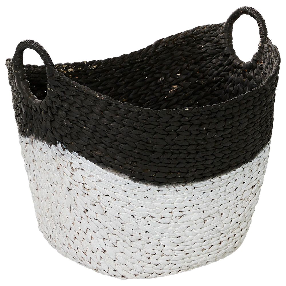 CosmoLiving by Cosmopolitan 19" Contemporary Seagrass Storage Basket Black, , large