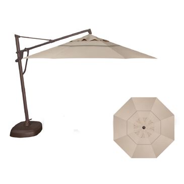 Garden Party 11" Cantilever Umbrella  in Khaki with Bronze Base, , large