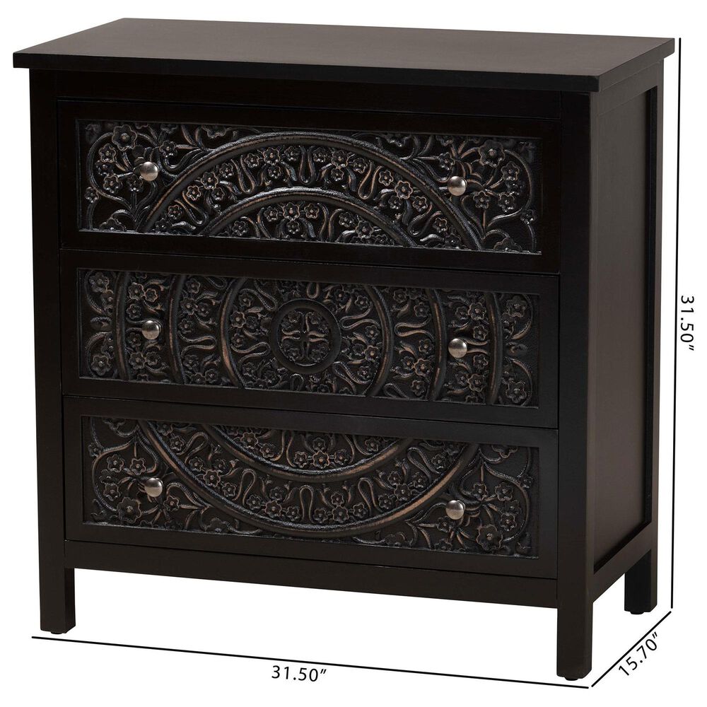 Baxton Studio Yelena 3-Drawer Storage Cabinet in Black, , large