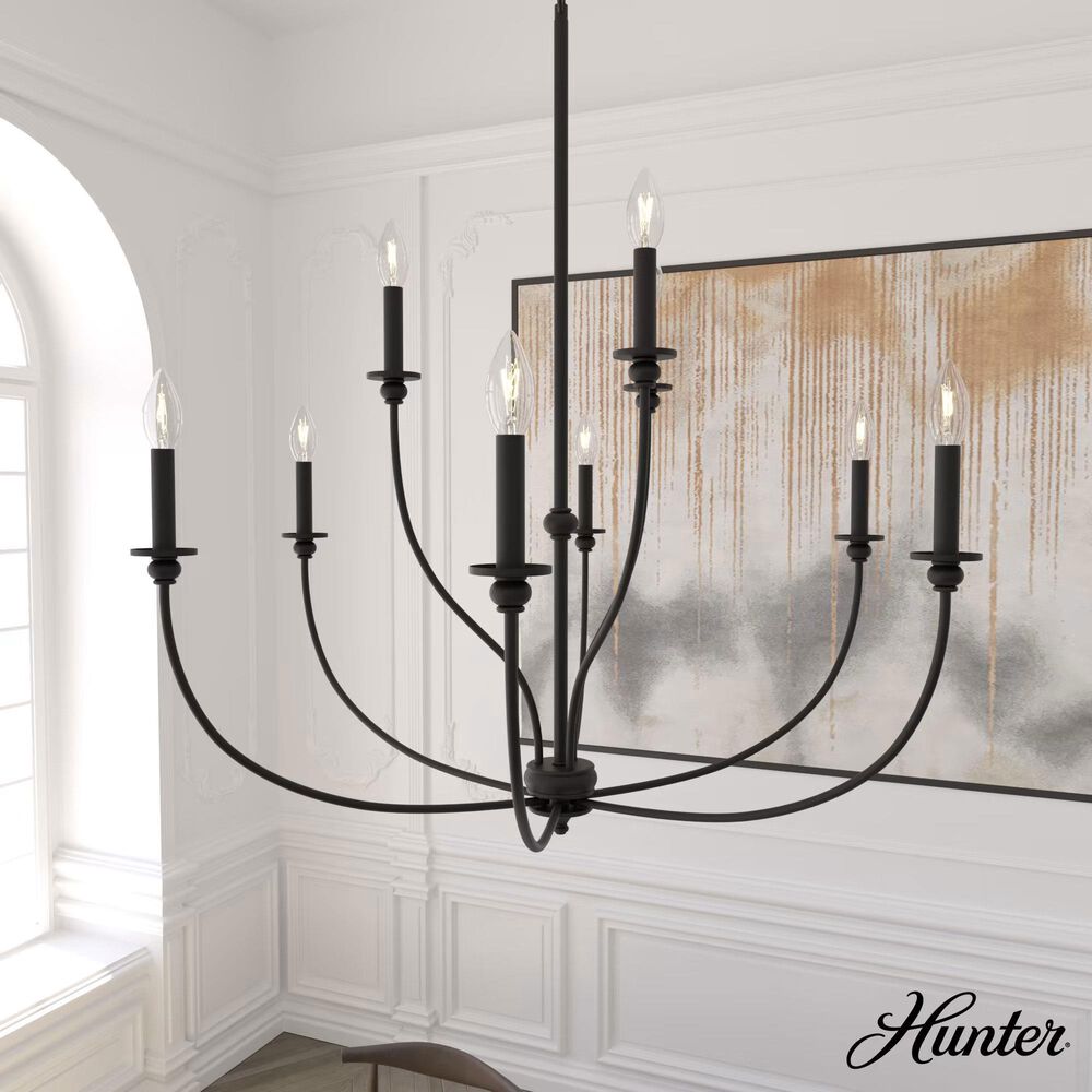 Hunter Southcrest 9-Light Chandelier in Flat Matte Black, , large