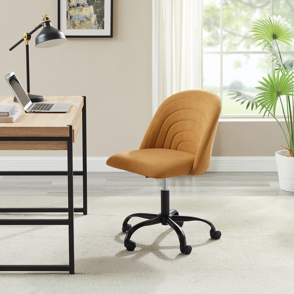 Linon Home Decor Skyla Swivel Office Chair in Yellow, , large