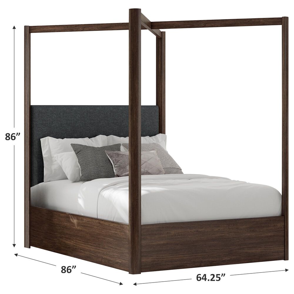 Millenium Dilenno Queen Canopy Panel Bed in Dark Brown with USB Ports, , large