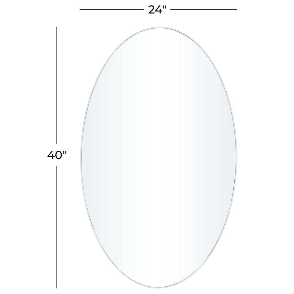 Maple and Jade 24&quot; Oval Wood Wall Mirror with Thin Minimalistic Frame in White, , large