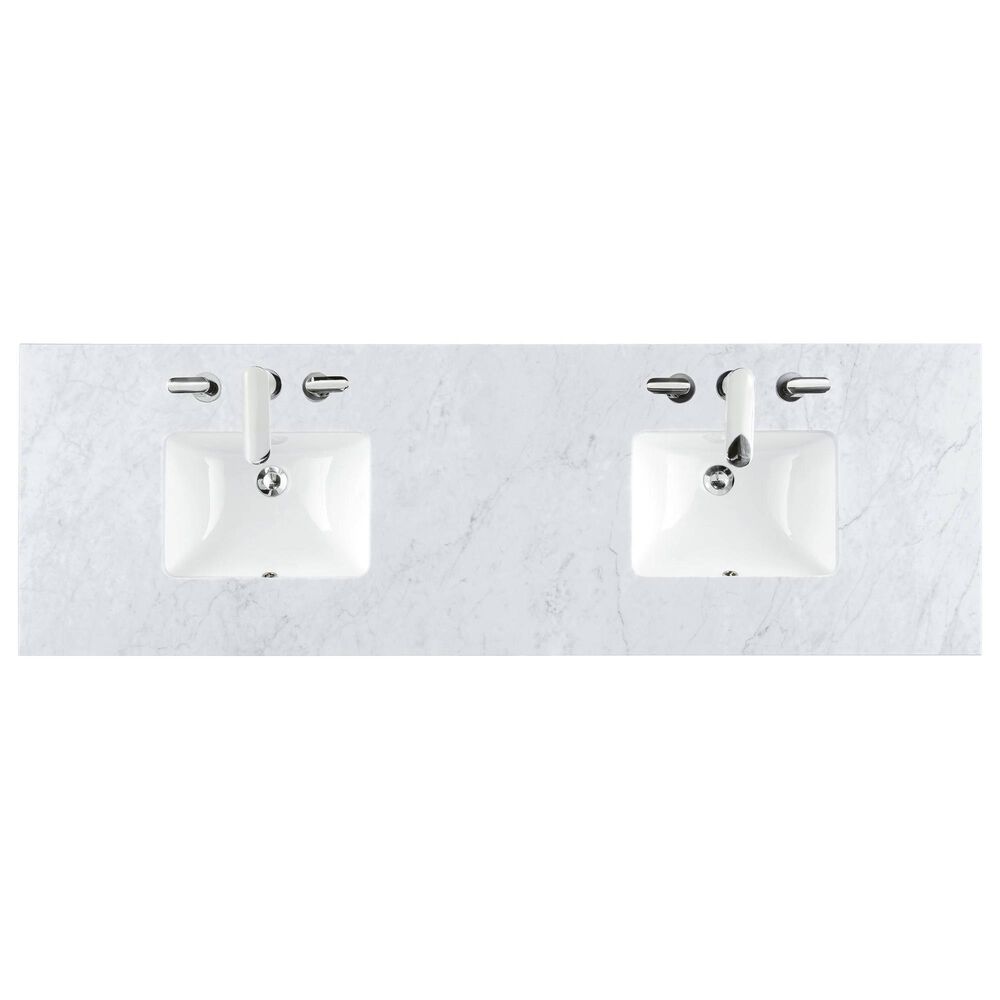 James Martin Vanities Portland 72&quot; Double Bathroom Vanity in Whitewashed Walnut with 3 cm Carrara White Marble Top and Rectangular Sinks, , large