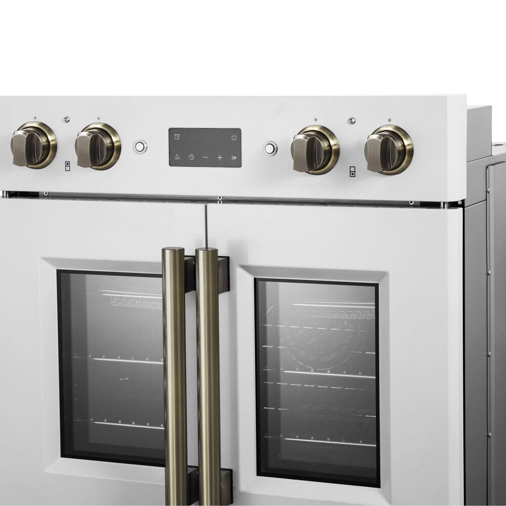 Forno Asti 30" Double Electric Wall Oven with Upper French Door in White, , large