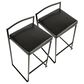 LumiSource Fuji Stackable Counter Stool with Black Faux Leather Cushion in Black (Set of 2), , large