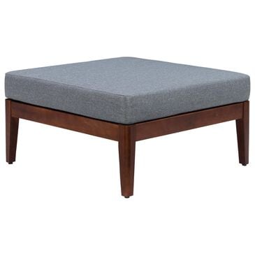 Linon Home Decor Summerlyn Patio Ottoman with Walnut Frame in Grey, , large