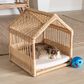Baxton Studio Pieta Rattan Pet Bed with Removable Cushion in Natural Brown, , large