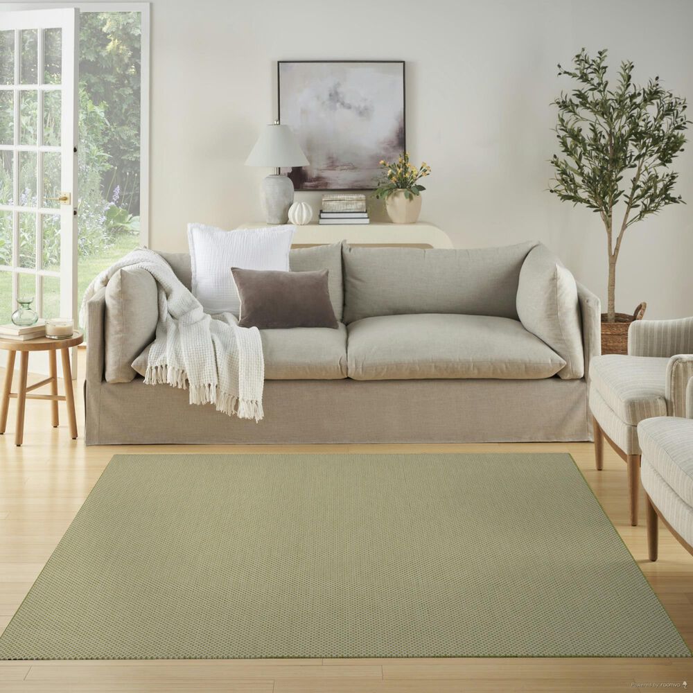 Nourison Courtyard Ivory and Green 6&#39; Square Indoor/Outdoor Area Rug, , large