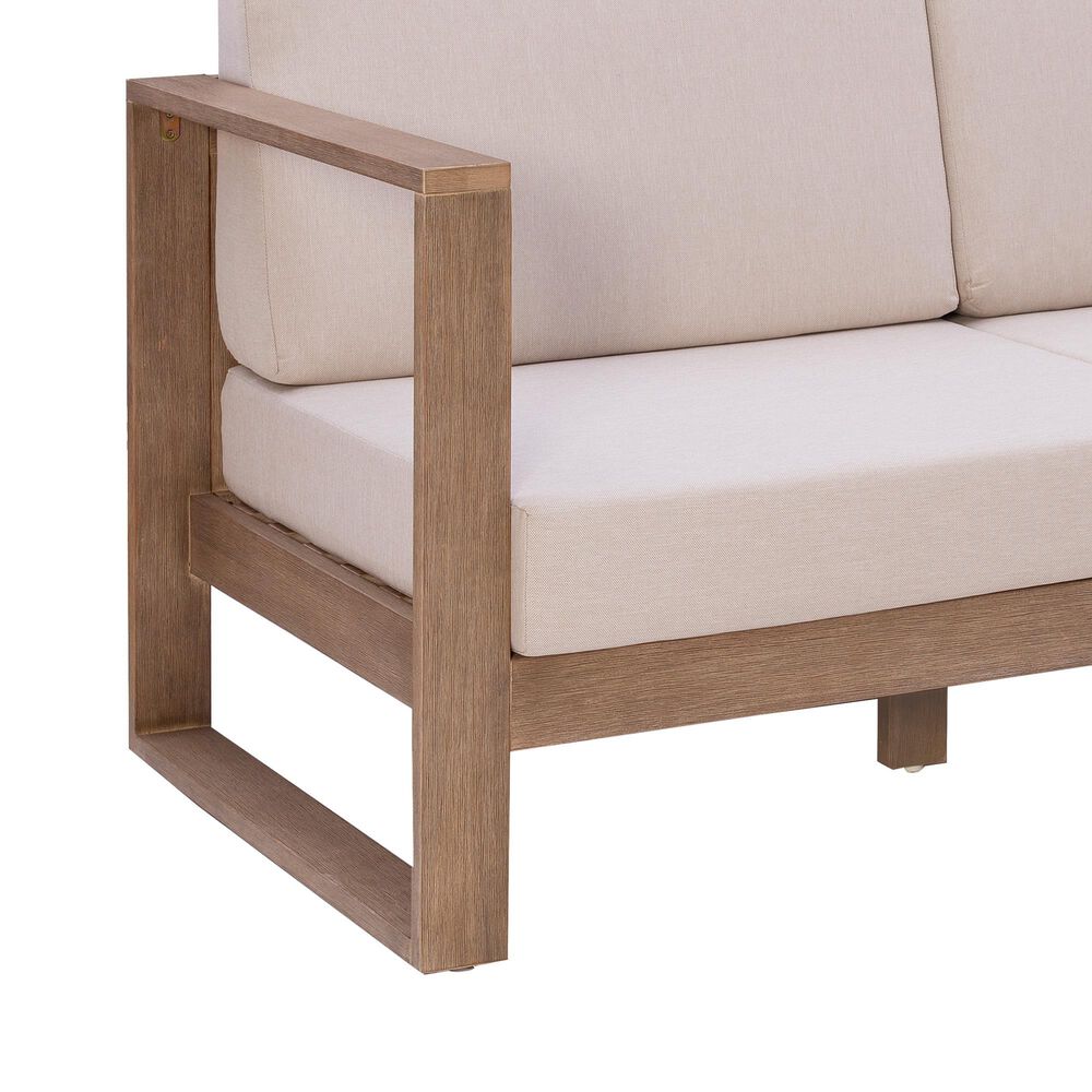 Linon Home Decor Silas 3-Seater Outdoor Sofa with Beige Cushions in Natural, , large