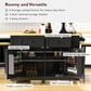 HOMLUX 48" Kitchen Island with Drop Leaf in Black and Natural, , large