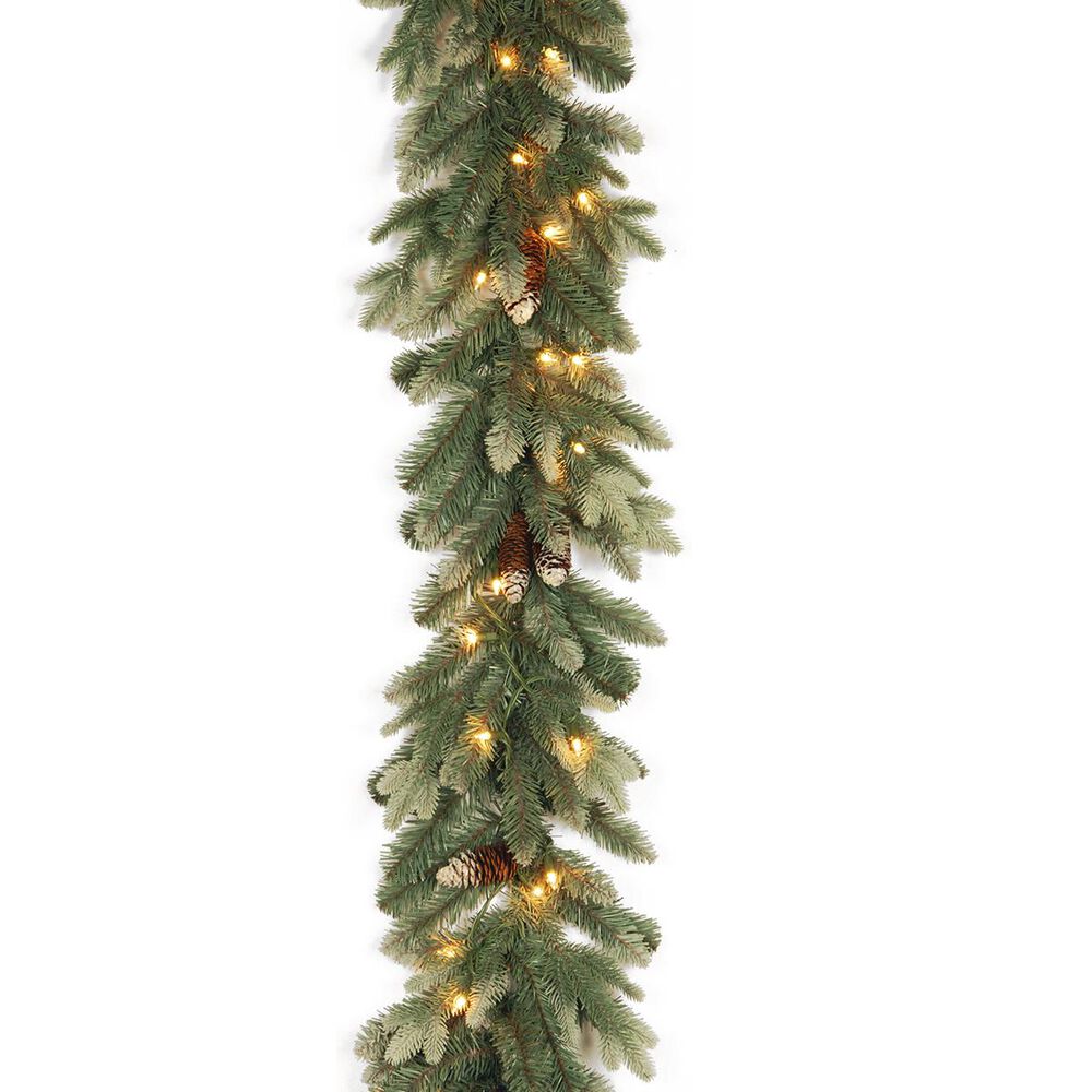 National Tree 9" Copenhagen Spruce Garland with White Lights, , large