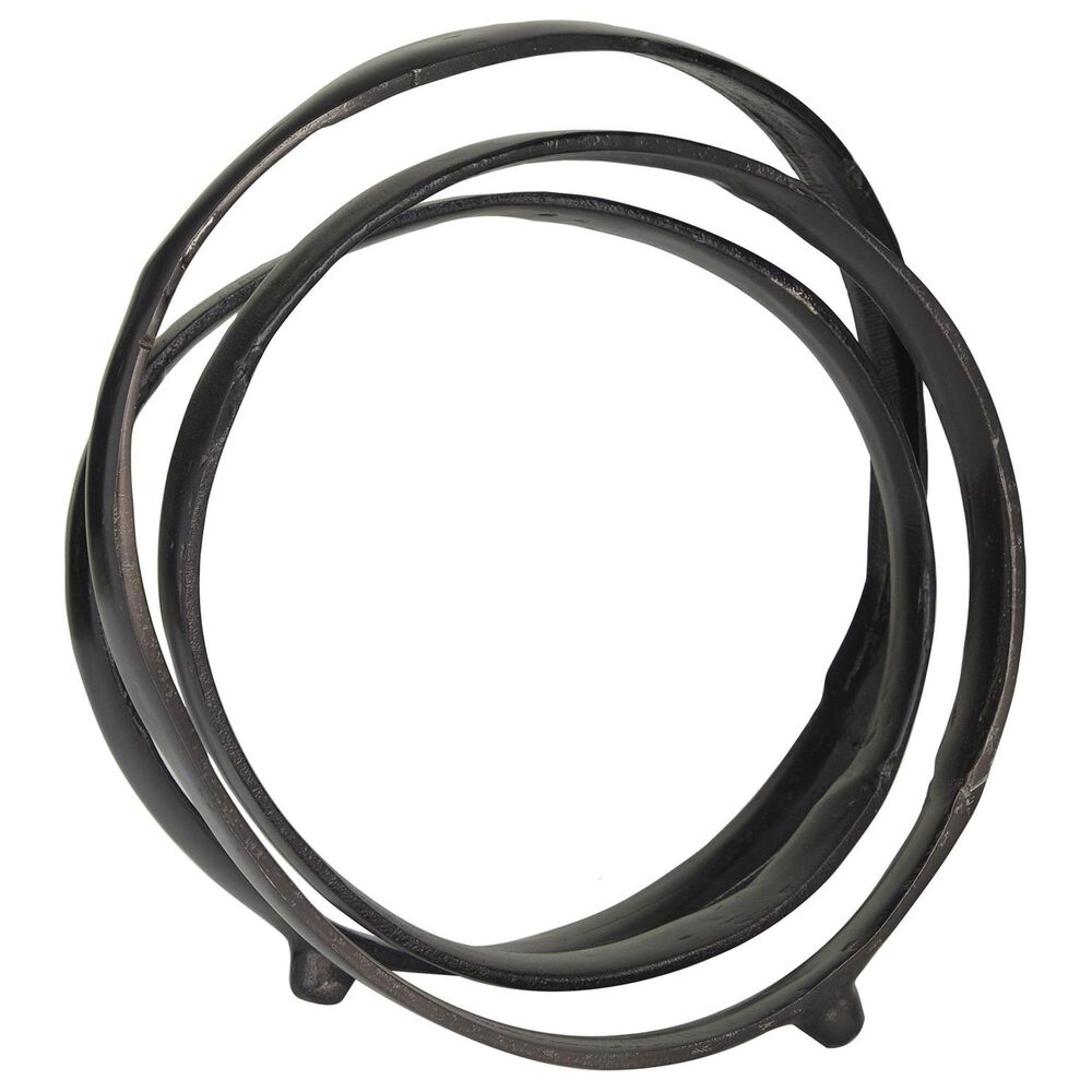 Maple and Jade Abstract Looped Decorative Sculpture in Satin Black, , large