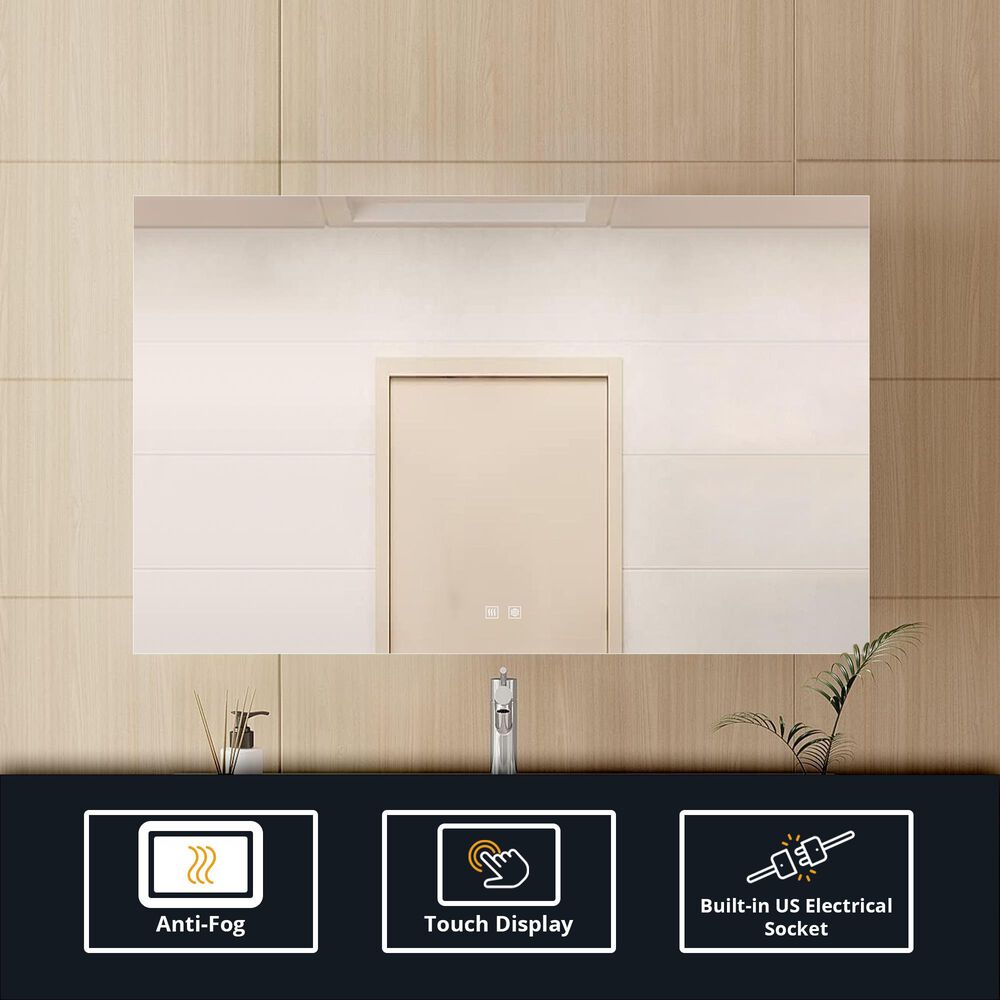 Lexora Home Vellum 48" x 32" LED Vanity Mirror, , large