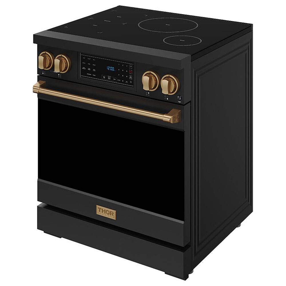 Thor Kitchen Gordon Ramsay 4.8 Cu. Ft. Professional Induction Range with Bronze Handle Kit in Black, , large