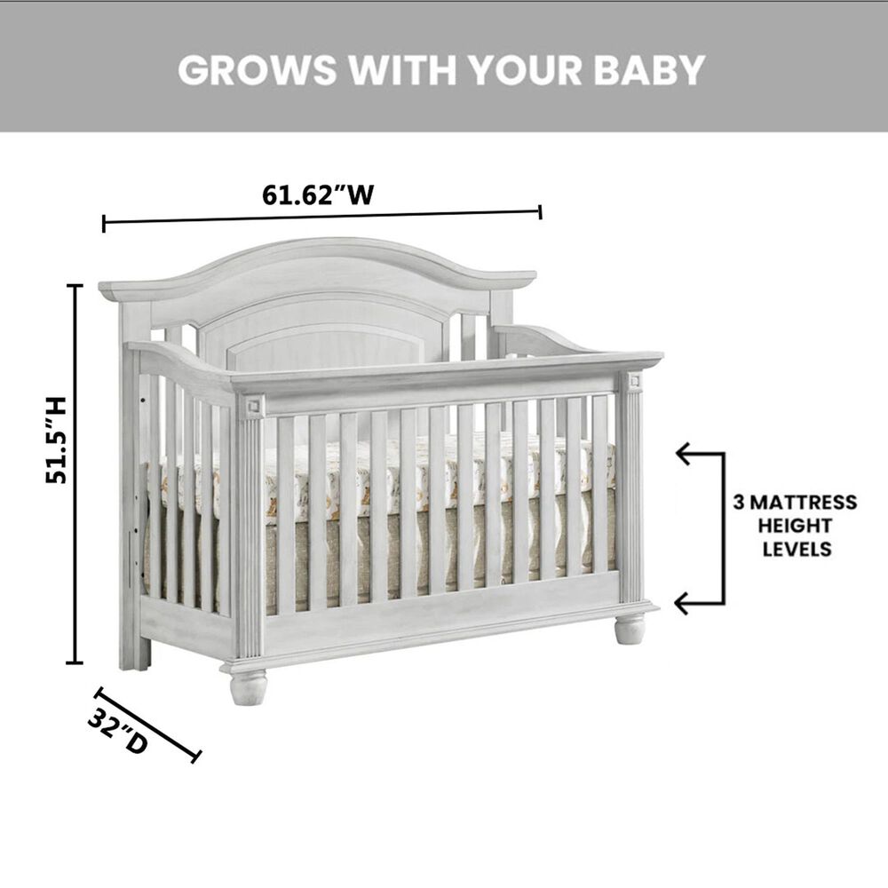 Oxford Baby London Lane 4-In-1 Convertible Crib in Vintage White, , large