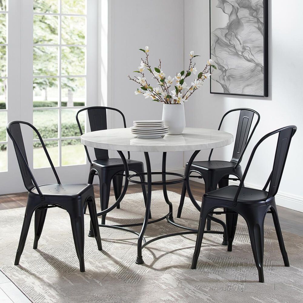 Crosley Furniture Madeleine 5-Piece Dining Set in Black and White, , large