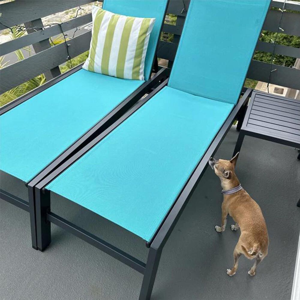 HOMLUX 3-Piece Patio Chaise Lounge Set with Wheels in Turquoise Blue, , large
