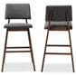 Baxton Studio Colton Bar Stool with Dark Gray Cushion in Walnut Brown (Set of 2), , large
