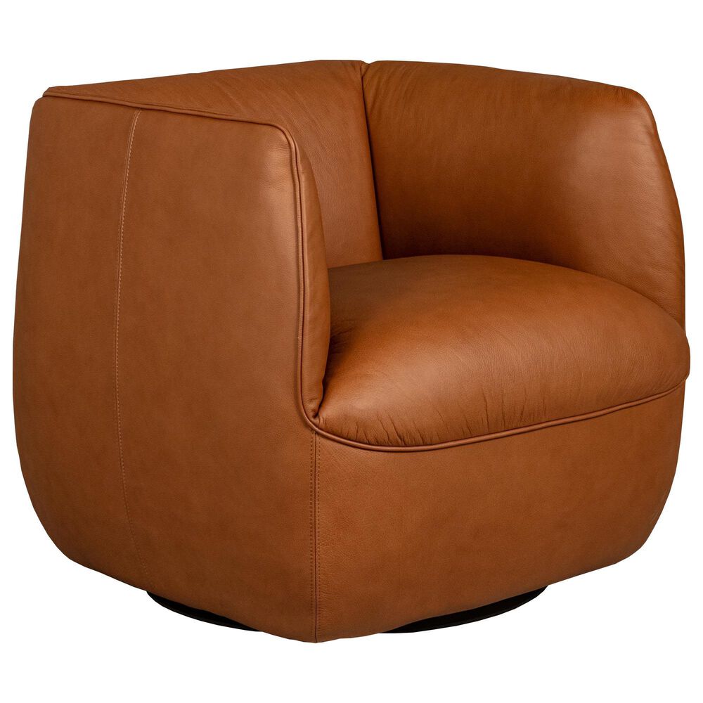 Natuzzi Editions Wally Swivel Chair in Pasadena Brandy, , large