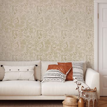 Tempaper Homestead Floral 198" x 20.5" Peel and Stick Wallpaper in Vintage Gold, , large