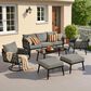 HOMLUX 6-Piece Patio Conversation Set with Woven Sling Fabric in Dark Gray, , large