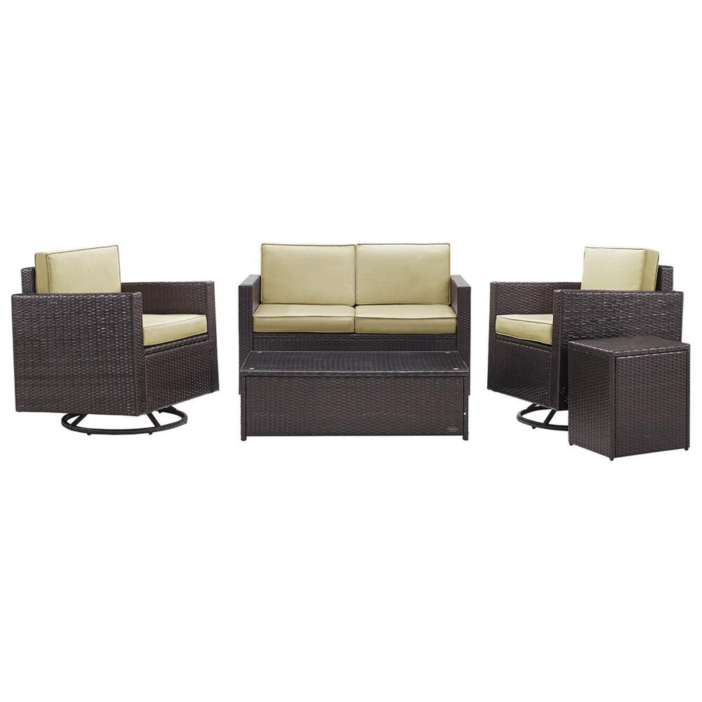 Crosley Furniture Palm Harbor 5-Piece Wicker Conversation Set in Dark Brown, , large
