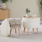 Lumisource Tray Plush 2-Piece Storage Ottoman Set in Cream, , large