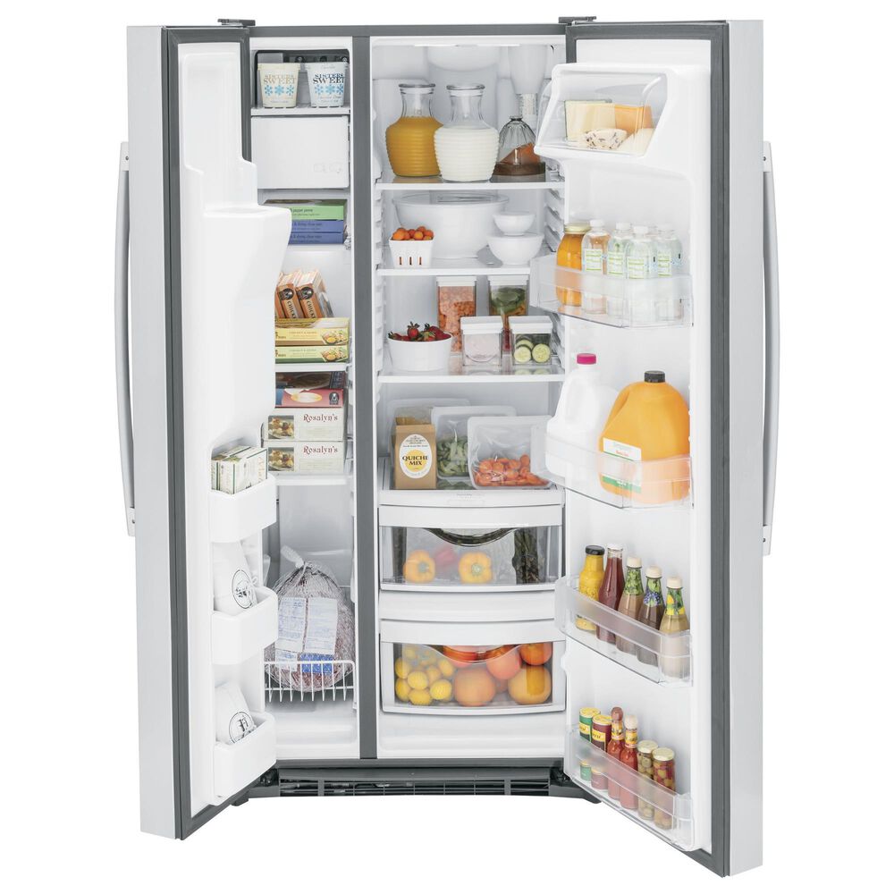 GE Appliances 23 Cu. Ft. Side by Side Refrigerator with External Dispenser in Fingerprint Resistant Stainless Steel, , large