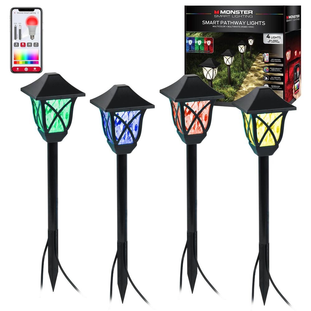 Monster Illuminessence 4-Piece Smart Pathway LED Light with Sound Reactive in Multicolor, , large