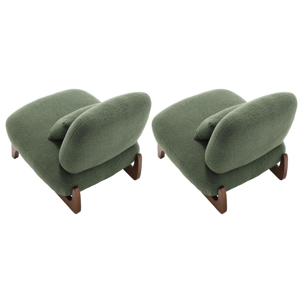 Morden Fort Cloud Boucle Armless Chair in Green (Set of 2), , large