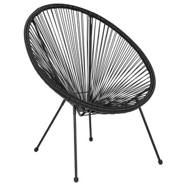 Flash Furniture Valencia Patio Papasan Lounge Chair in Black, , large