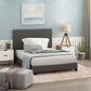 HOMLUX Laval Full Upholstered Platform Bed Frame in Stone, , large