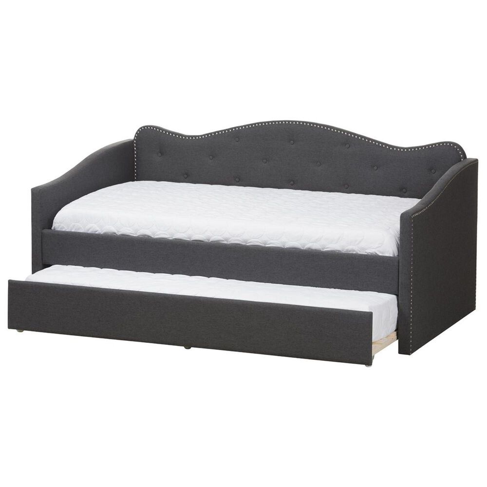 Baxton Studio Kaija Daybed with Trundle in Dark Grey Nebraska