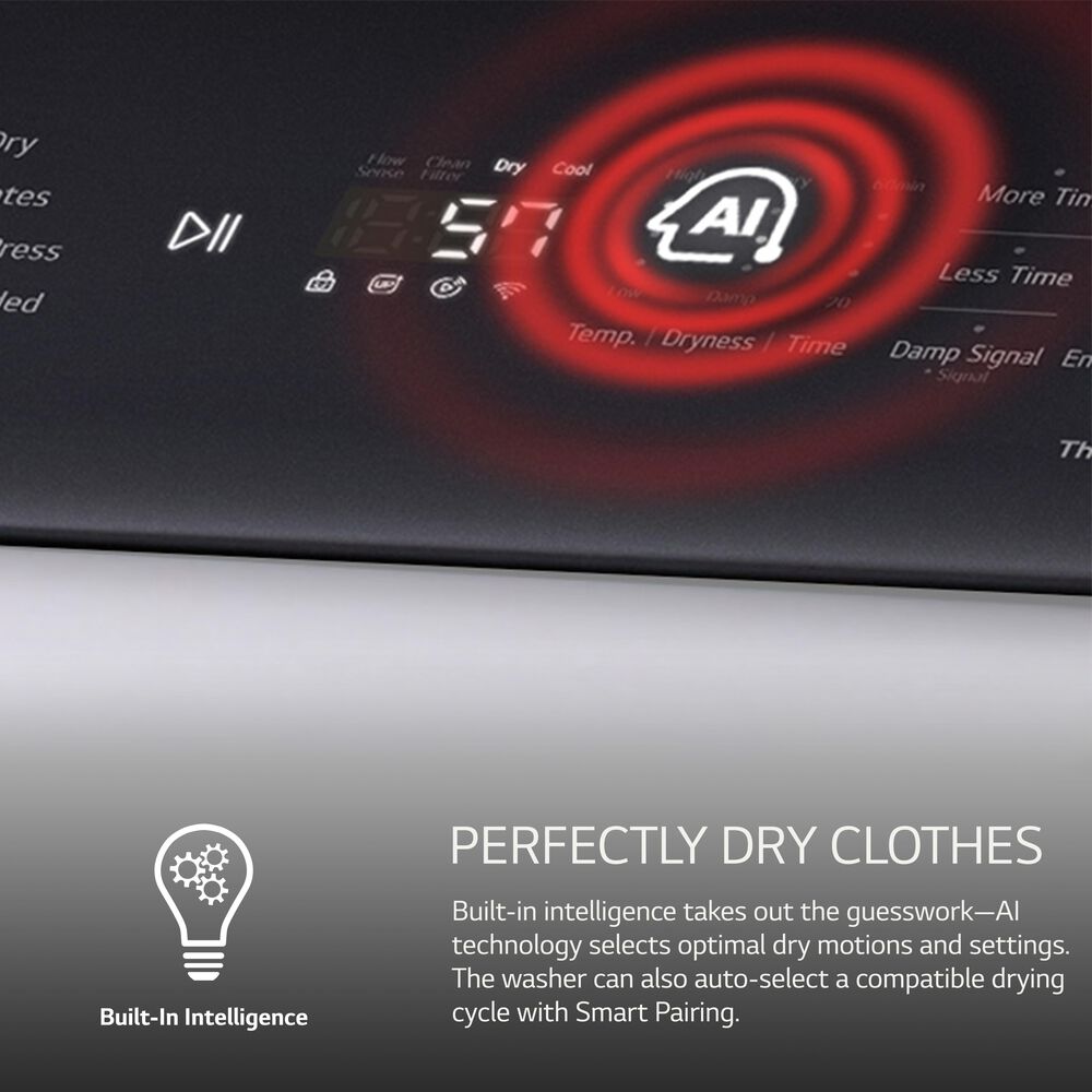 LG 7.3 Cu. Ft. Rear Control Electric Dryer with LG EasyLoad Door and AI Sensing in Alpine White, , large