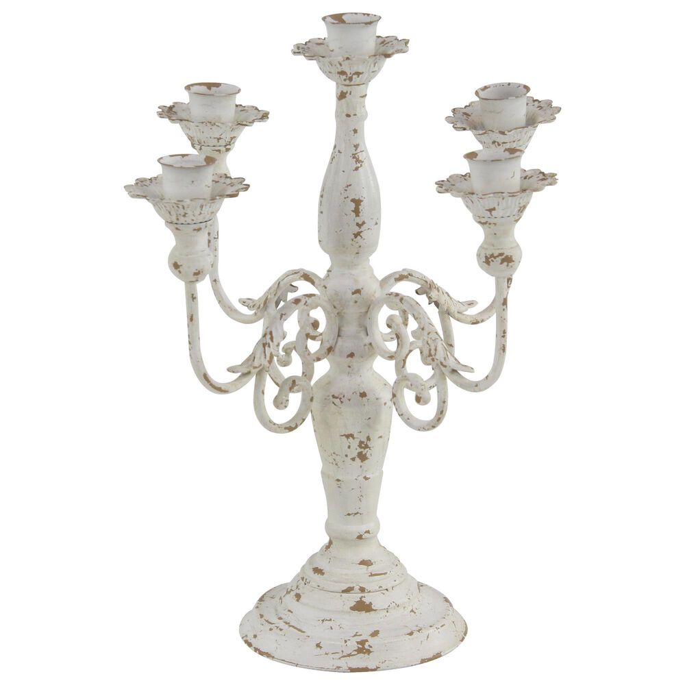 Maple and Jade 19" x 16" Candle Holder in White, , large