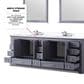 Lexora Home Dukes 84" Double Bathroom Vanity in Dark Grey with 2 cm White Cultured Marble Top and Rectangular Sinks, , large