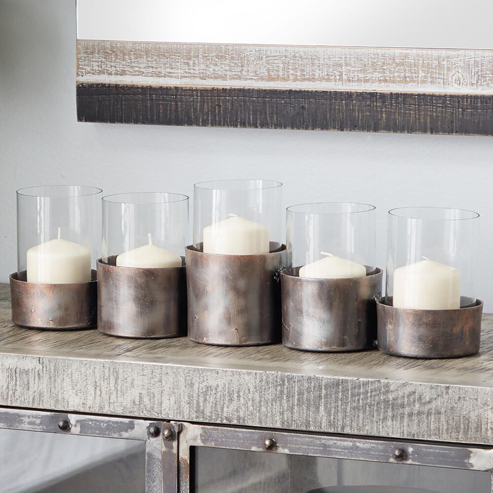Maple and Jade Modern Candle Holder in Distressed Black, , large