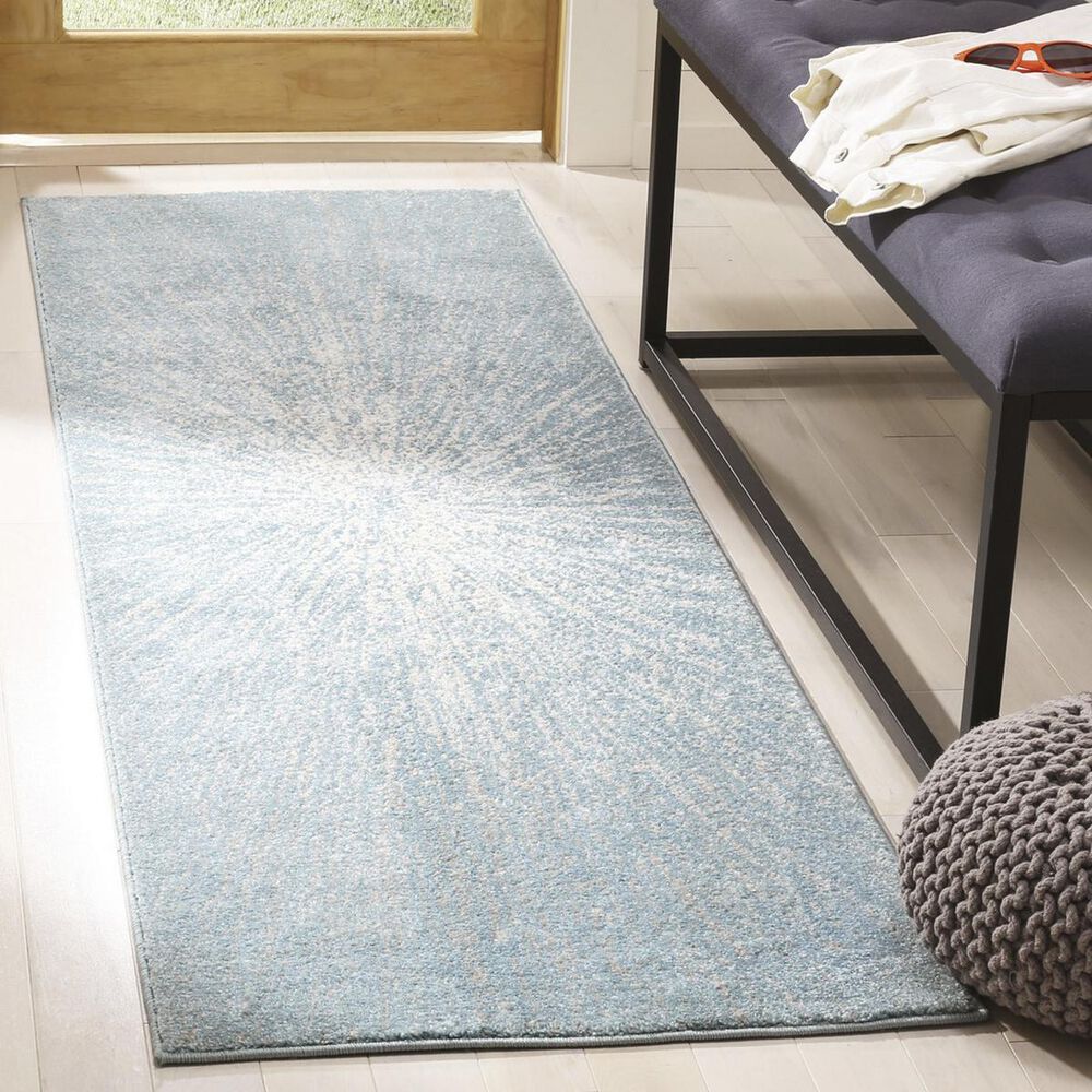 Safavieh Evoke EVK228J 2&#39;3&quot; x 13&#39; Aqua and Ivory Runner, , large
