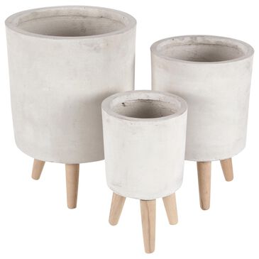 Maple and Jade Farmhouse Planter in Light Gray and Brown (Set of 3), , large