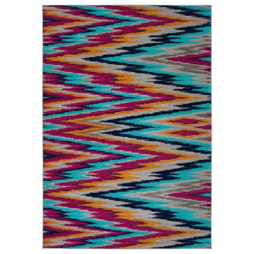 Kaleen Rugs Ostinata 2"2" x 7"6" Pink, Turquoise, Orange, Navy, Plum and Grey Indoor/Outdoor Runner, , large