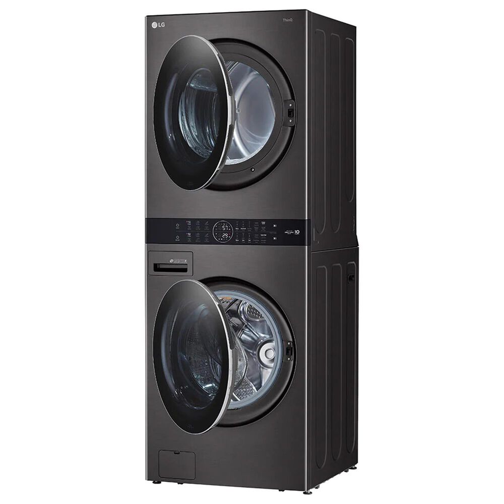 LG Single Unit Front Load LG WashTower with Center Control 4.5 Cu. Ft. Washer and 7.4 Cu. Ft. Gas Dryer in Black Stainless Steel, , large