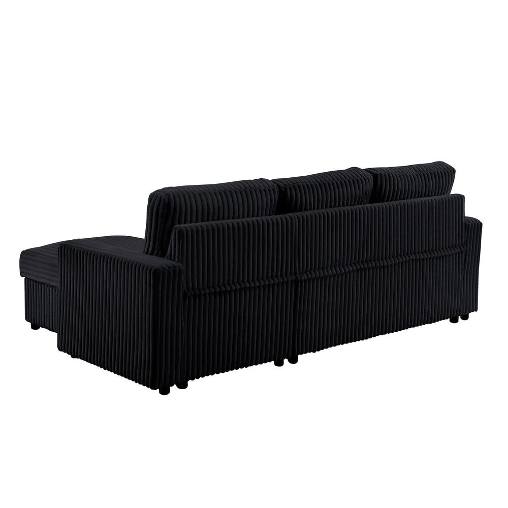 Titanic Furniture Jayla 2-Piece Sleeper Sectional Right Facing Chaise in Black, , large
