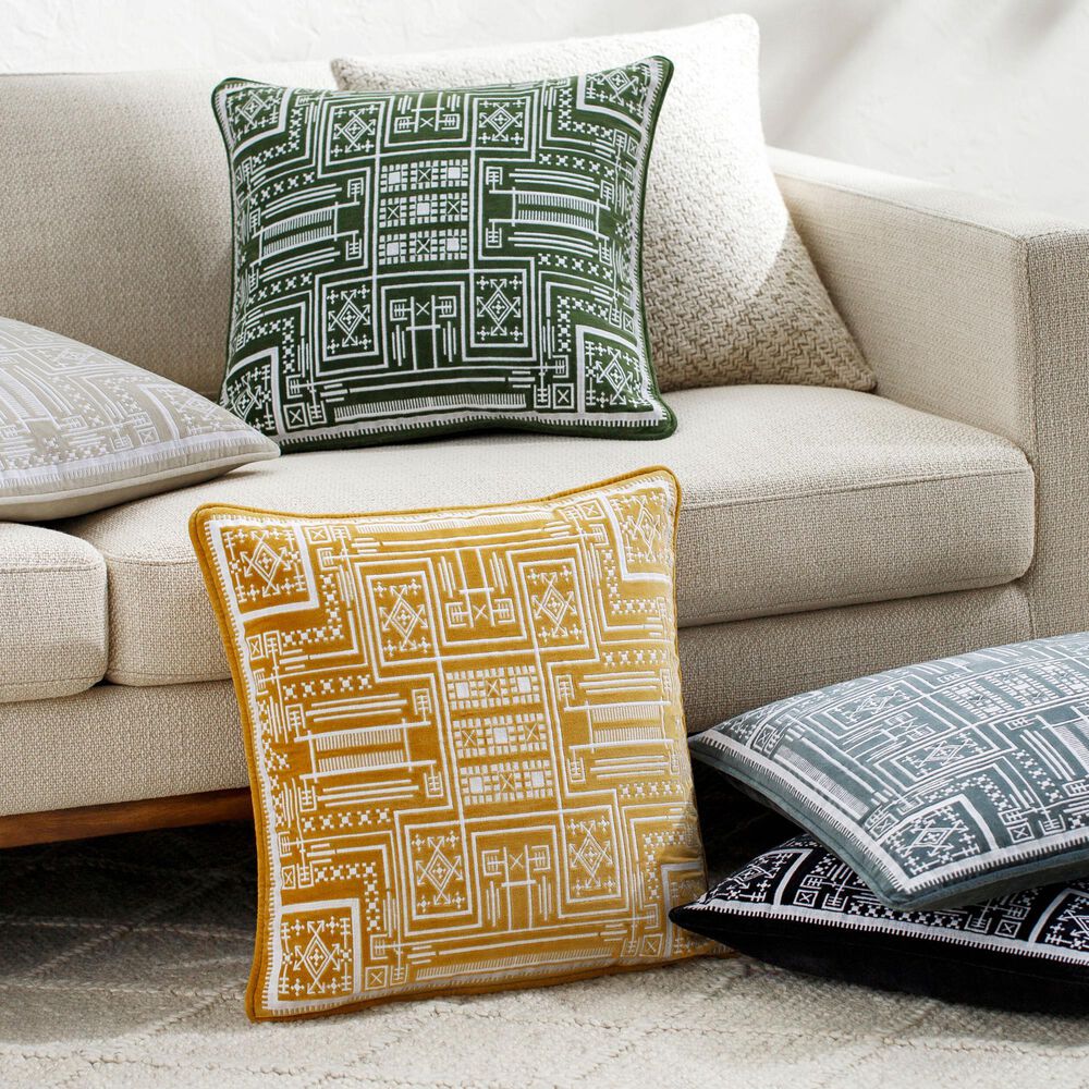 Surya Camaxtli 20&quot; Square Throw Pillow in Medium Green, , large
