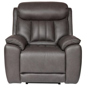 Bassett Benson Leather Power Recliner in Tuscan Gunmetal, , large