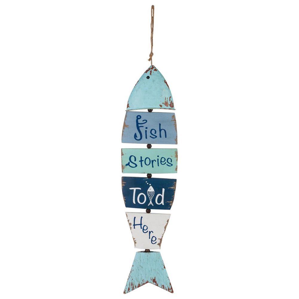 The Gerson Company Plank Fish Wood Sign in Blue, , large