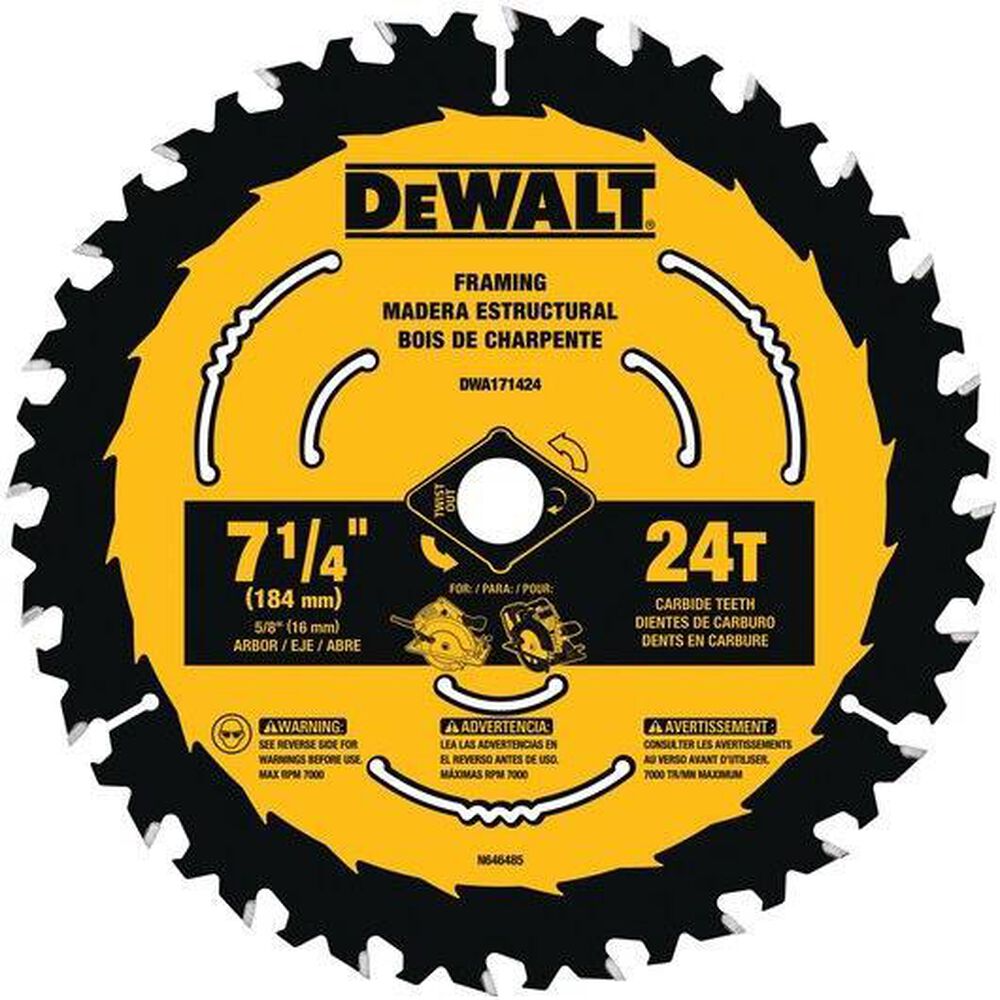 Dewalt 7.25" Circular Saw Blade, , large