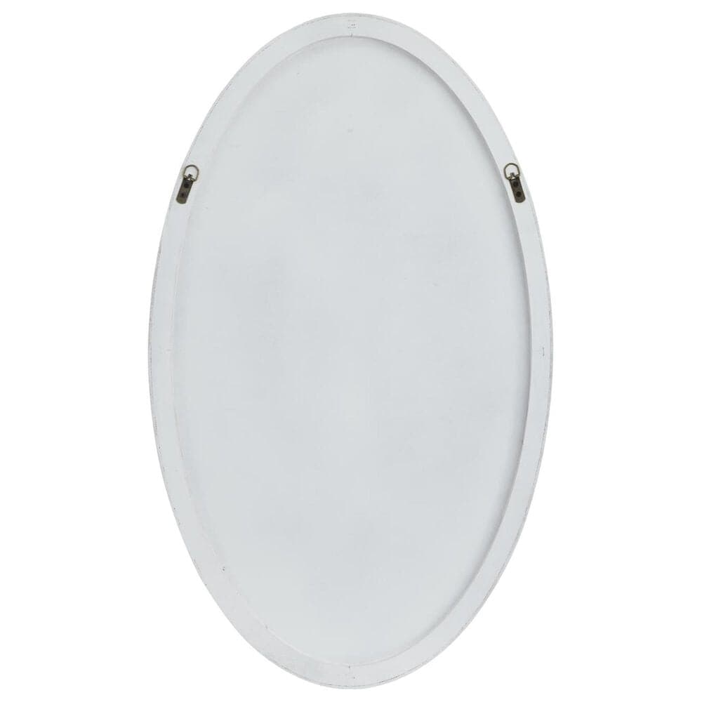 Maple and Jade 24&quot; Oval Wood Wall Mirror with Thin Minimalistic Frame in White, , large