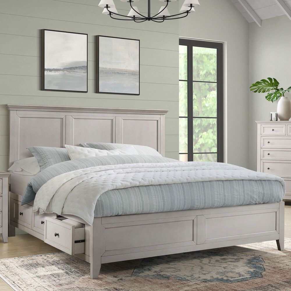 Hawthorne Furniture San Mateo Queen Storage Bed in Rustic White, , large
